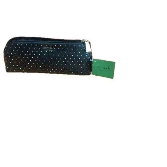 Kate Spade New York Pencil Case with Accessories Black with Cream Dots NWT - Picture 5 of 7